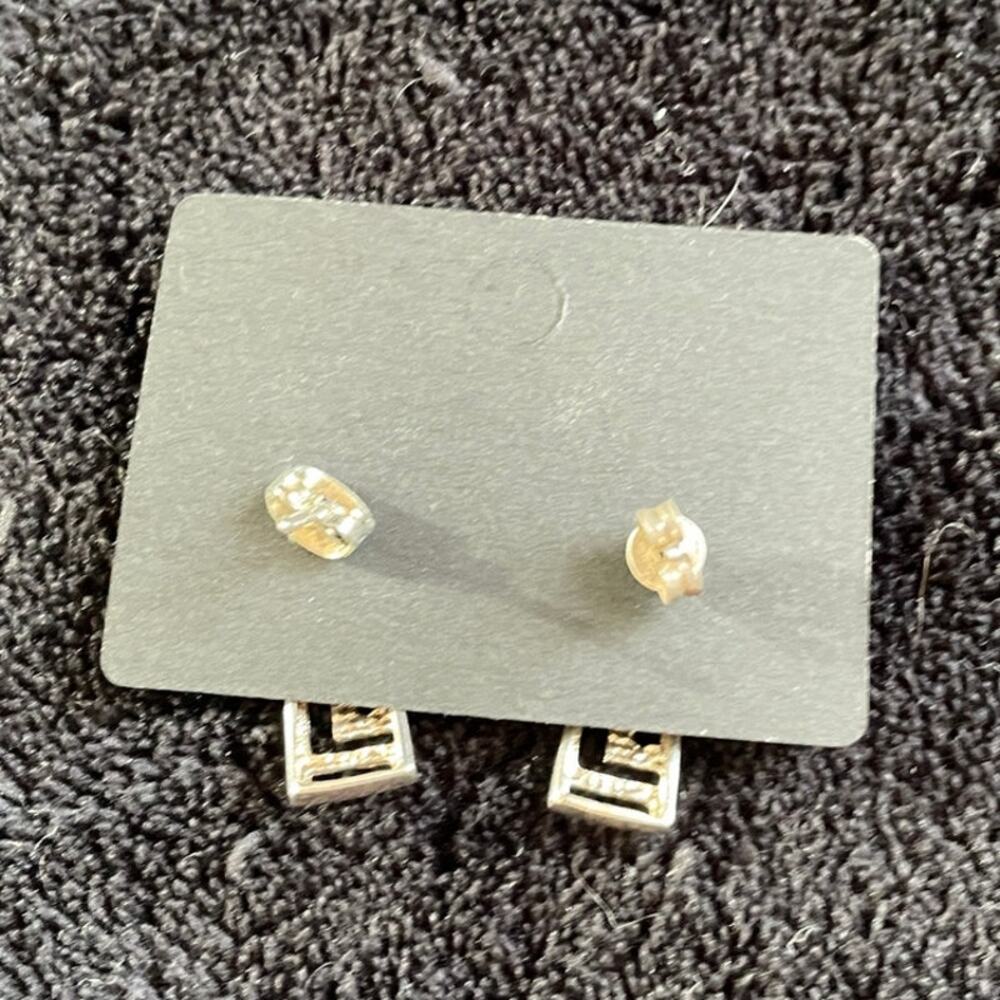 Pretty Silver Tone Pierced Earrings w/Cut Outs - Picture 3 of 3